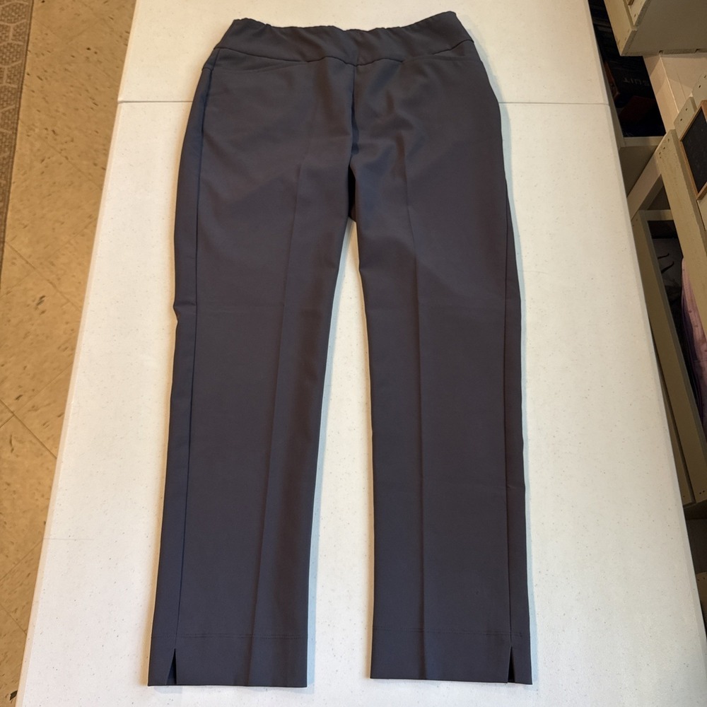 IBKUL 4 Way Stretch Pull on Ankle Pant Gray Size 6 Sun Protection Office Or Camp - Picture 2 of 11